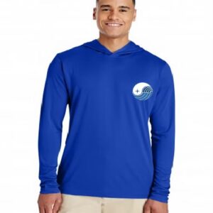 MOF Logo and Sea Medallion Long Sleeve Hooded Rash Gaurd - Blue