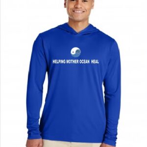 Helping Mother Ocean Heal & MOF Medallion Hooded Rash Gaurd -Navy Blue